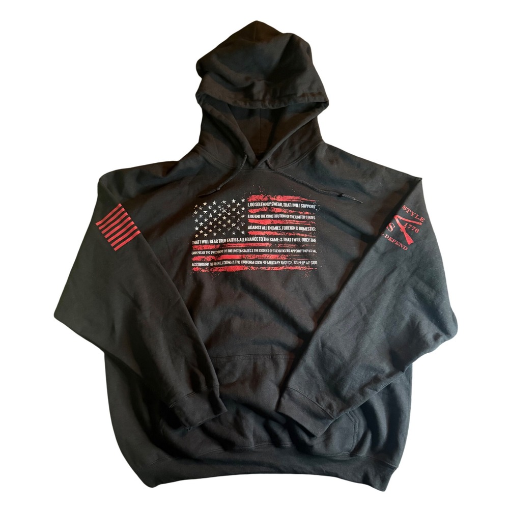 Grunt Style Oath of Enlistment Hoodie Mens 2X Black Patriotic Graphic Sweatshirt
